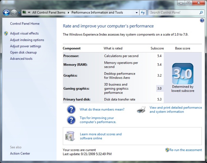 Windows Expierence Index from 7